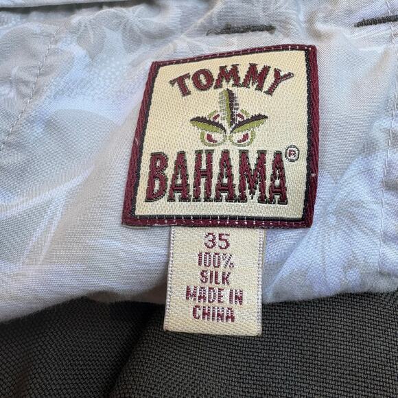 Tommy Bahama 100% Silk Pants 32” x 28” Dark Green Khaki Pleated Cuffed - Picture 6 of 7